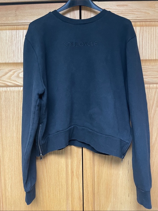 soulcycle Tops - soulcycle Black Embroidered Crewneck Sweatshirt with Side Zippers - Size Large